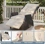 Outdoor Recliner with Adjustable Backrest and Footrest, PE Rattan Lounge Chair - Image 4