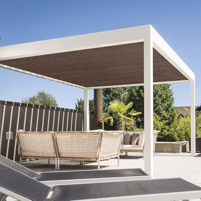 Eden's Decor Straight Flat-Edged Sun Shade Sail Rectangular 10' x 11' Brown - Image 6