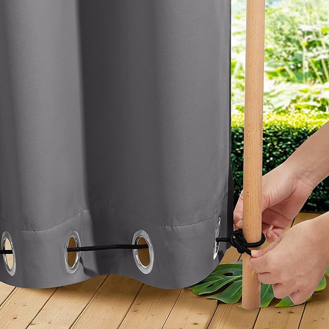 NICETOWN 2 Panels Outdoor Curtains Waterproof Extra Long W52xL108 Grey | by NICETOWN