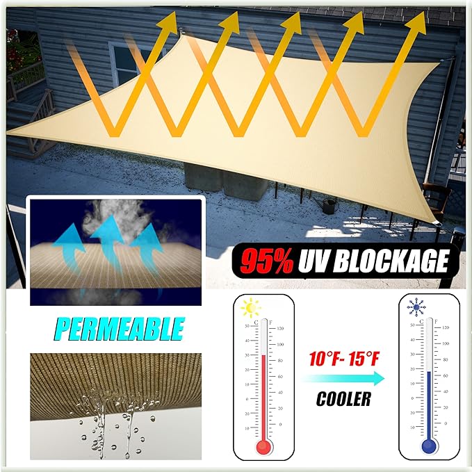 Amgo Custom Size 18' x 18' x 25.5' Blue Right Triangle Sun Shade Sail UPF50+ - Image 2