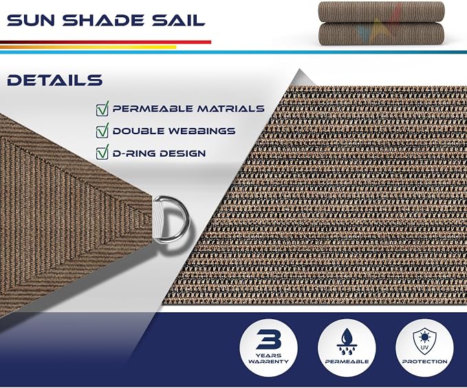 Windscreen4less 28' x 28' x 28' Sun Shade Sail Triangle Outdoor Canopy Cover UV - Image 3