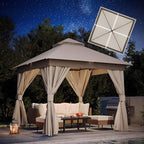 10'x10' Outdoor Gazebo with LED Lights, Metal Heavy Duty Patio Canopy Tent with by LAUSAINTHOME