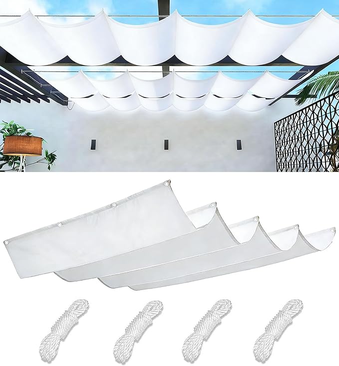Retractable Wave Sun Shade Sail Waterproof 7' x 22' Sun Shade by WoaceSunShadeSail