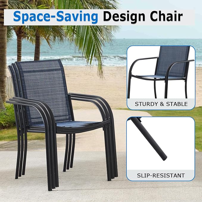 Outdoor Dining Chairs Set of 4, Stackable Patio Chairs - Image 3