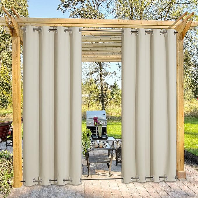 NICETOWN Outdoor Curtain for Patio Waterproof, Sun Blocking Rustproof Grommet by NICETOWN
