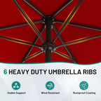 7.5FT Patio Umbrella Table Market Umbrella w/Tilt and Crank Heavy-Duty Round - Image 3