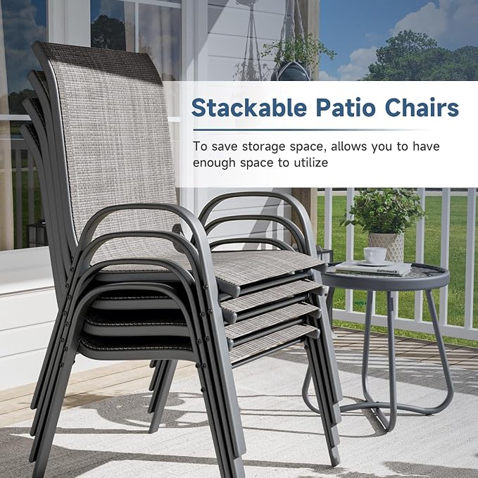 Amopatio Patio Chairs Set of 4, Outdoor Stackable Dining Chairs - Image 5