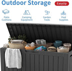 Outdoor Storage Box 100 Gallon Waterproof Resin Deck Boxes Black | UV-Resistant - Image 8