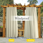 NICETOWN 2 Panels Outdoor Curtains Waterproof Extra Long W52xL108 Beige | - Image 8