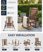 Oversized Outdoor Rocking Chairs Set of 6, HDPE Porch Rocker - Image 7