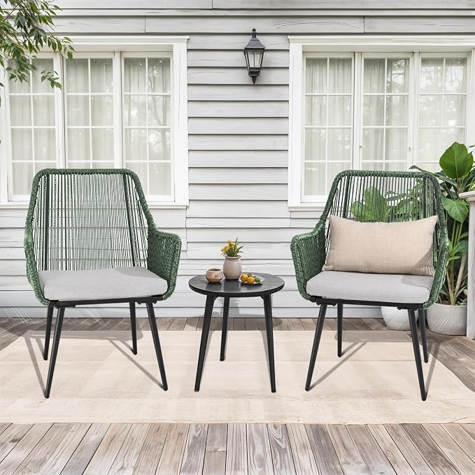 Patio Dining Chairs Outdoor Dining Chairs Set of 4, Woven Twisted Wicker Rattan - Image 7