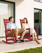 SERWALL Outdoor Rocking Chair Set of 2, Oversized HDPE Rocker, all Weather - Image 8