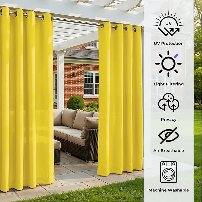 Set of 6 Outdoor Curtains for Patio Waterproof, Breathable Grommet Panels for - Image 5