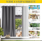 NICETOWN 2 Panels Outdoor Curtains Waterproof Fixed Bottom W52xL95 Grey | - Image 7