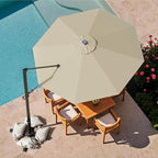 Devoko 10ft Solar LED Patio Umbrella, Round Cantilever Outdoor Umbrella - Image 2