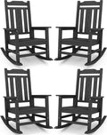 SERWALL Oversized Outdoor Rocking Chairs Set of 4, HDPE Patio Rocker, All by Unknown