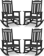 SERWALL Oversized Outdoor Rocking Chairs Set of 4, HDPE Patio Rocker, All by Unknown