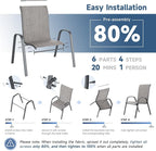 Amopatio Patio Chairs Set of 6, Outdoor Stackable Dining Chairs - Image 6