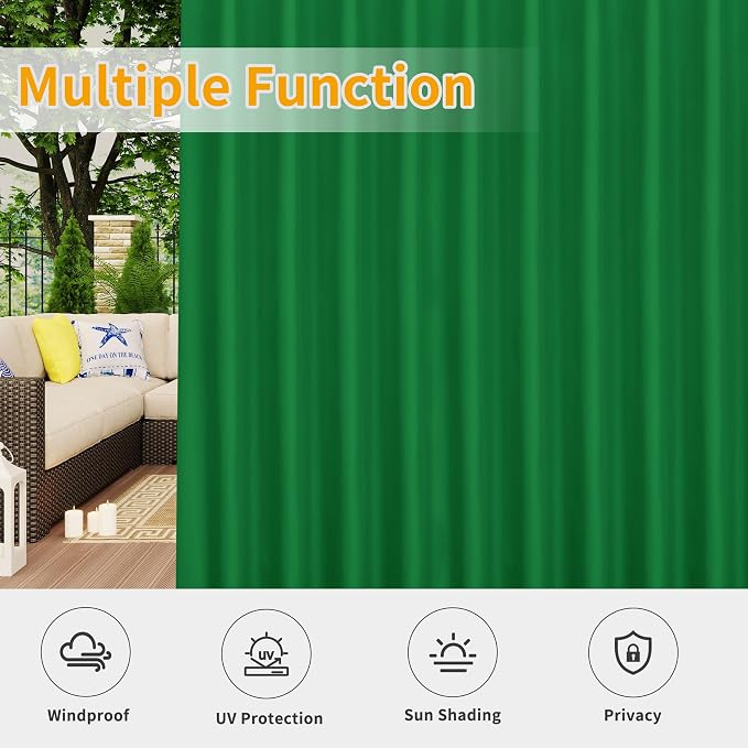 Easy-Going Outdoor Patio Curtains 2 Panels, 110x120 inch, Porch and Pergola - Image 5