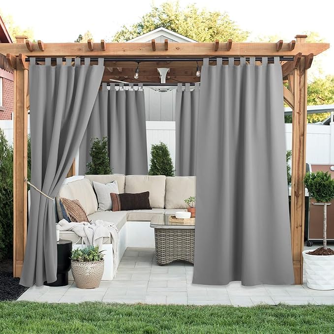 NICETOWN 2 Panels=104" Width Patio Curtains Outdoor Waterproof Extra Long 108" - Image 2