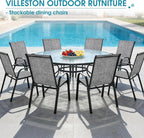 24.4" Wide Outdoor Stackable Chairs Set of 8 | Stacking Patio Chairs - Image 9
