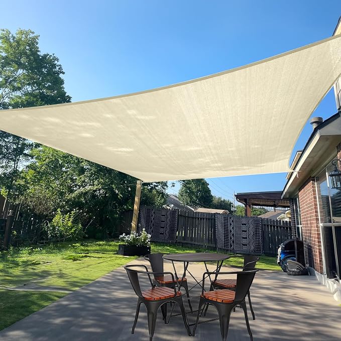Sun Shade Sail 8' x 10' Butter Cream Rectangle Outdoor Canopy Cover | Outdoor by SUNLAX