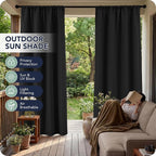 Black Outdoor Curtains for Patio Waterproof, 8 Panels, Rod Pocket | - Image 3