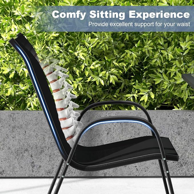 Tangkula Patio Dining Chairs Set of 4, Outdoor Stackable All Weather Heavy Duty - Image 6