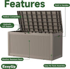 120 Gallon Outdoor Deck Box, Resin Waterproof Storage Box - Image 3