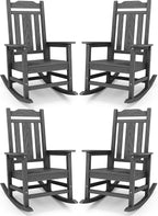 SERWALL HDPE Oversized Outdoor Rocking Chairs Set of 4, Patio Rocker, All by SERWALL