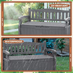 JUMMICO 80 Gallon Resin Outdoor Storage Bench Waterproof, Deck Box | Large Deck - Image 5