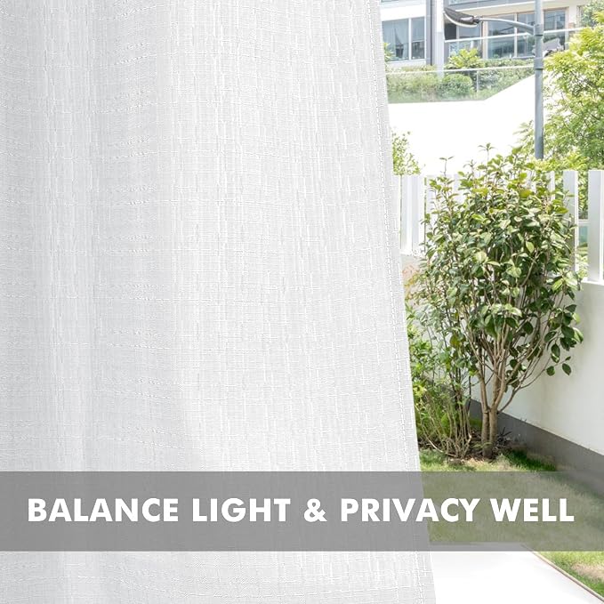 Linen Outdoor Curtains for Patio Waterproof 4 Pcs 54x95 In White | Light - Image 5