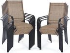 Patio Chairs Set of 8, Stackable Outdoor Dining Chairs, All Weather Breathable by WENTUM