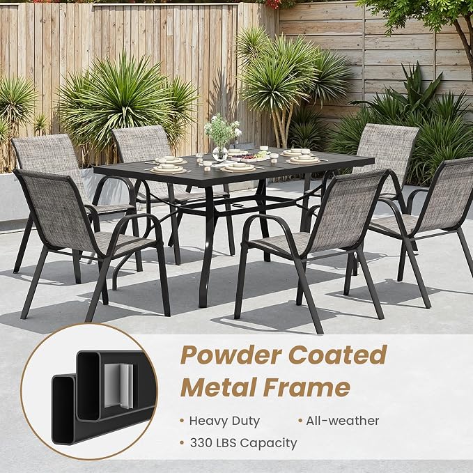 Stackable Outdoor Dining Chairs Set of 2, Textilene Patio Chairs - Image 7