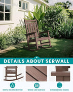 SERWALL Outdoor Rocking Chair Set of 2, HDPE Rocker - Image 3