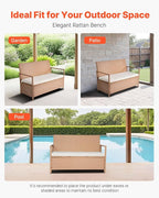 VEVOR Outdoor Storage Bench, 2-Person PE Rattan Storage Bench, 70 Gal Deck Box - Image 8