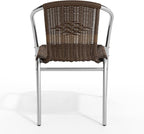 EMMA + OLIVER Dark Brown Metal Indoor-Outdoor Stackable Chair | Poly Resin Seat - Image 10