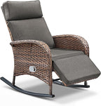 Zero Gravity Patio Rocking Wicker Recliner Chair - Image 7