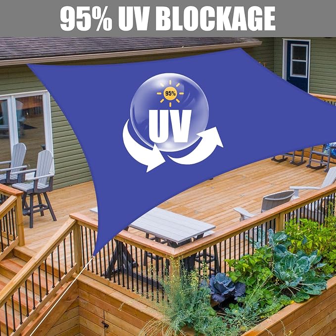 Neween Sun Shade Sail Rectangle Canopy, Waterproof & UV Block Sunshade - Image 3