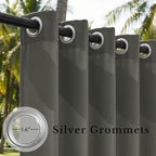 Outdoor Patio Curtains Waterproof Panel W52 x L95 Inch Grey, 1 Panel | Grommet - Image 3
