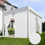 Linen Outdoor Curtains for Patio Waterproof 4 Pcs 110x95 In White | Light by HolidayIdeas