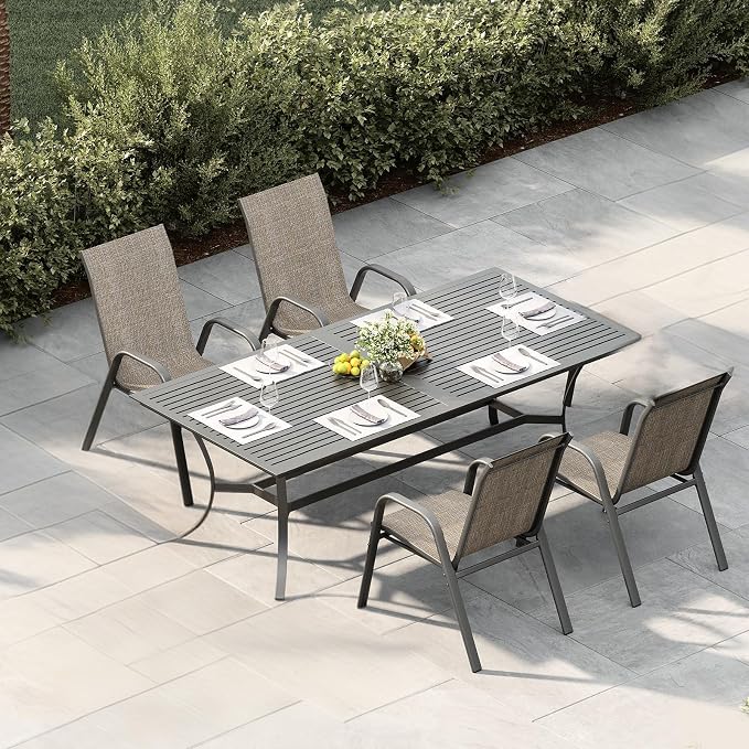 GarveeLife Stackable Outdoor Chairs Set of 4, All Weather Patio Chairs - Image 7