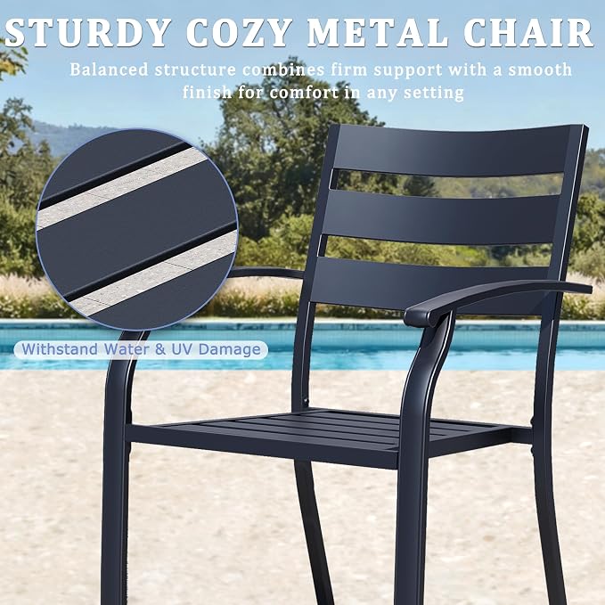 Patio Dining Chairs Set of 4, Wrought Iron Patio Furniture Chairs - Image 5