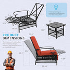 Incbruce 3 Pieces Outdoor Lounge Recliner Set, 2 Adjustable Metal Recliner Sofa - Image 3