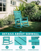SERWALL Outdoor Rocking Chair Set of 4, HDPE Rocker - Image 3