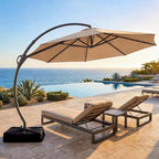 Outdoor Patio Umbrella with Base included, 11 FT Deluxe Curvy Cantilever by LAUSAINTHOME