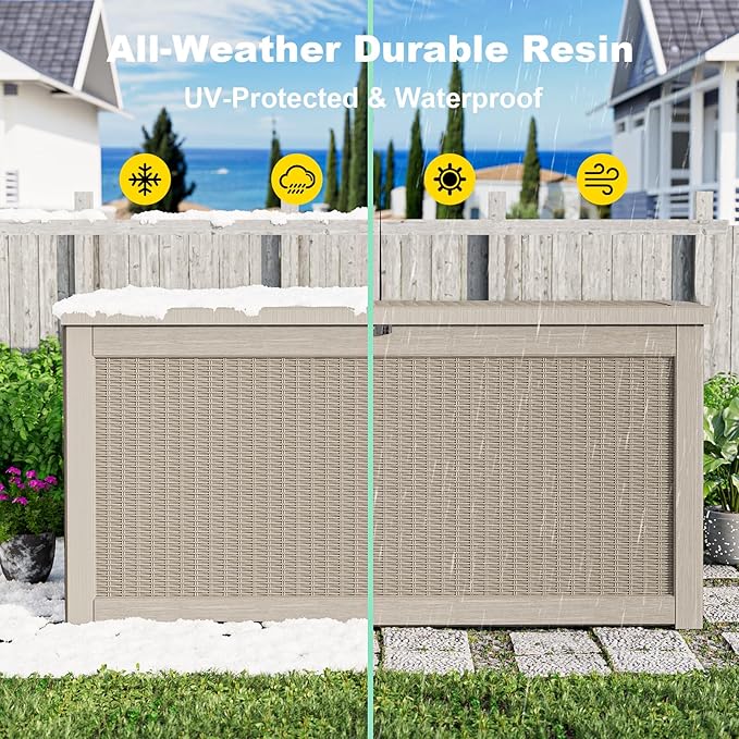 320 Gallon Waterproof Outdoor Storage Box, UV Resistant Resin Deck Box - Image 7