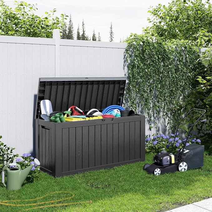 80 Gal Resin Outdoor Storage Box Waterproof Lockable Deck Box | UV-resistant - Image 6