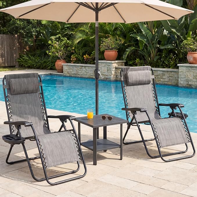 NEWBULIG Zero Gravity Chairs Set of 2, Folding Lounge Recliner Chair | Portable - Image 8