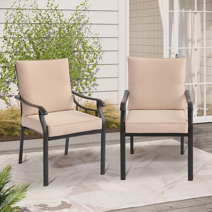 LVUYOYO Outdoor Patio Dining Chairs Set of 4, Metal Stackable Chairs Set - Image 2